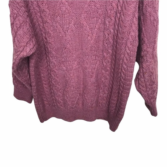Cladyknit 100% Wool Pink Purple Knit Sweater - Picture 7 of 8